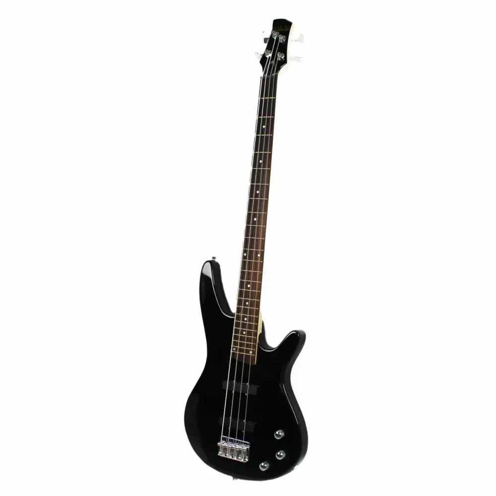 Axiom Defender Bass Guitar in black with four strings and rosewood fretboard