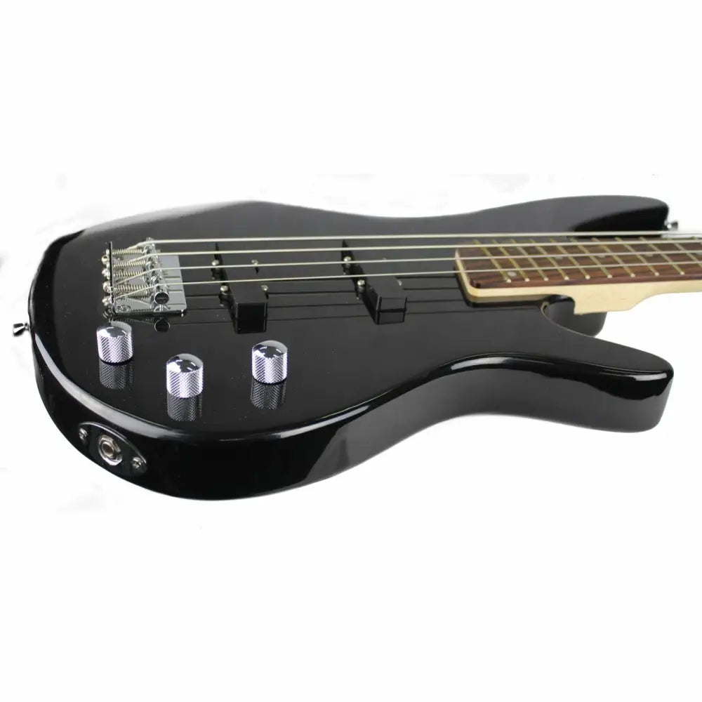 Axiom Defender Bass Guitar - Black four-string electric bass with chrome hardware