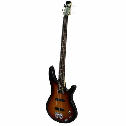 Axiom Defender Bass Guitar Sunburst with four strings and chrome hardware