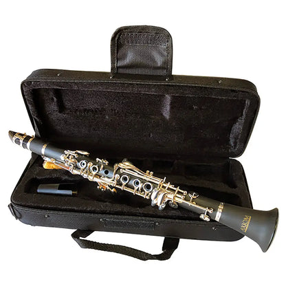 Black Axiom E Flat Alto Clarinet with silver plated keys in fitted black case