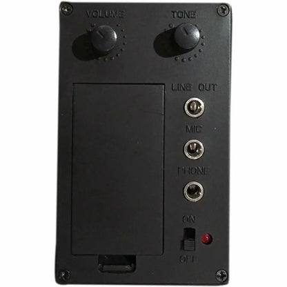 Black electronic audio device with controls and jacks for Axiom Electric Violin Outfit