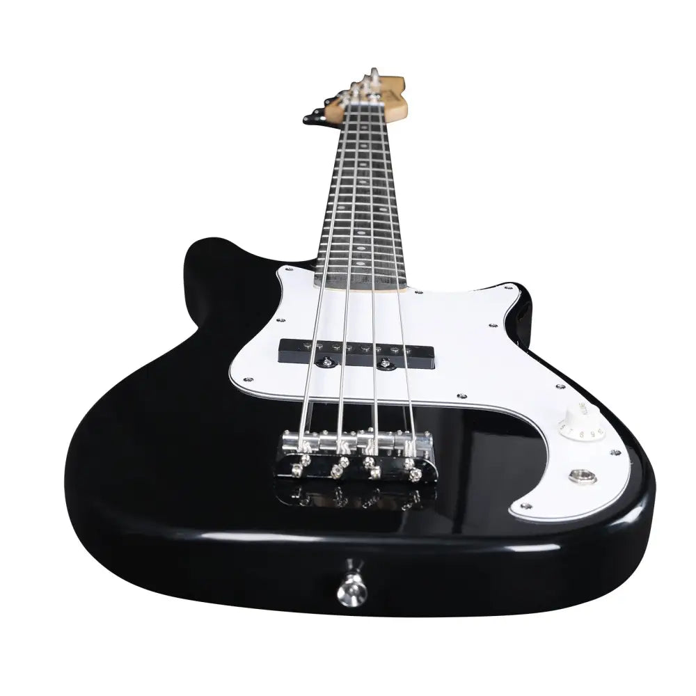 Black Axiom Enterprise bass guitar with white pickguard, perfect for bass guitar enthusiasts