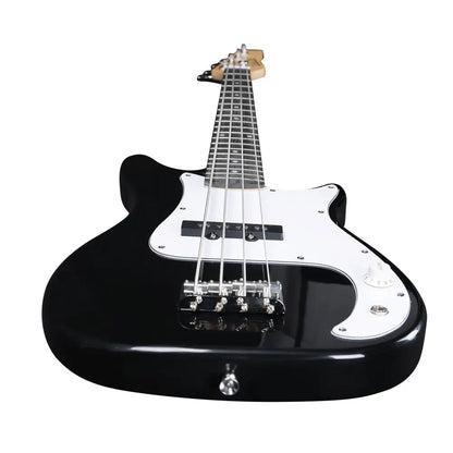 Black Axiom Enterprise bass guitar with white pickguard, perfect for bass guitar enthusiasts