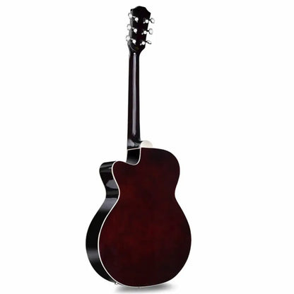 Acoustic guitar with pickup for sale Australia, dark reddish-brown with cutaway design