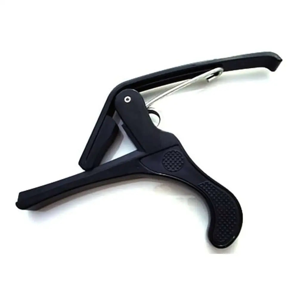 Black plastic guitar capo with spring mechanism, perfect spring capo for guitar sale Australia