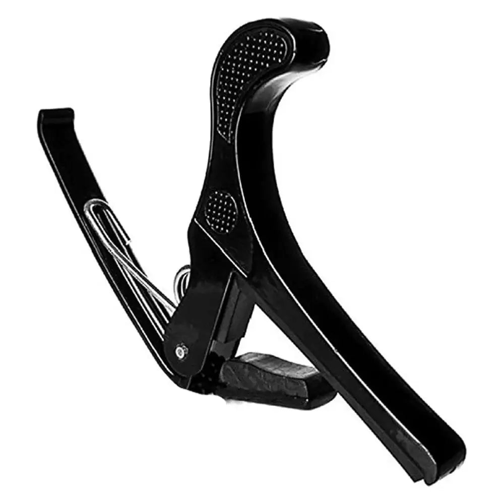 Black guitar capo with textured grip, perfect spring capo for guitar for sale Australia