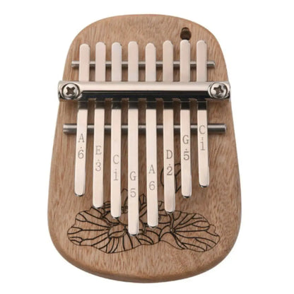 Wooden kalimba thumb piano with floral etched design, perfect for sale Australia