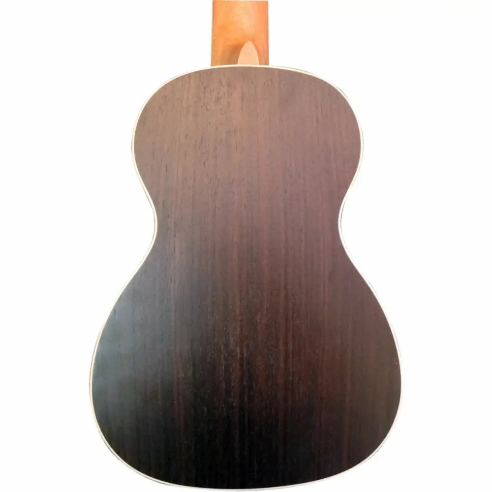 Back of a dark wooden concert ukulele, perfect for beginners and concert sized ukulele fans