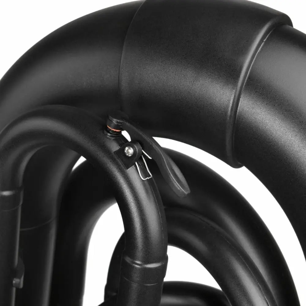 Close-up of matte black tubing with quick-release clamp on Axiom Plastic Tuba, ideal for beginner tuba Australia or lightweight tuba for student