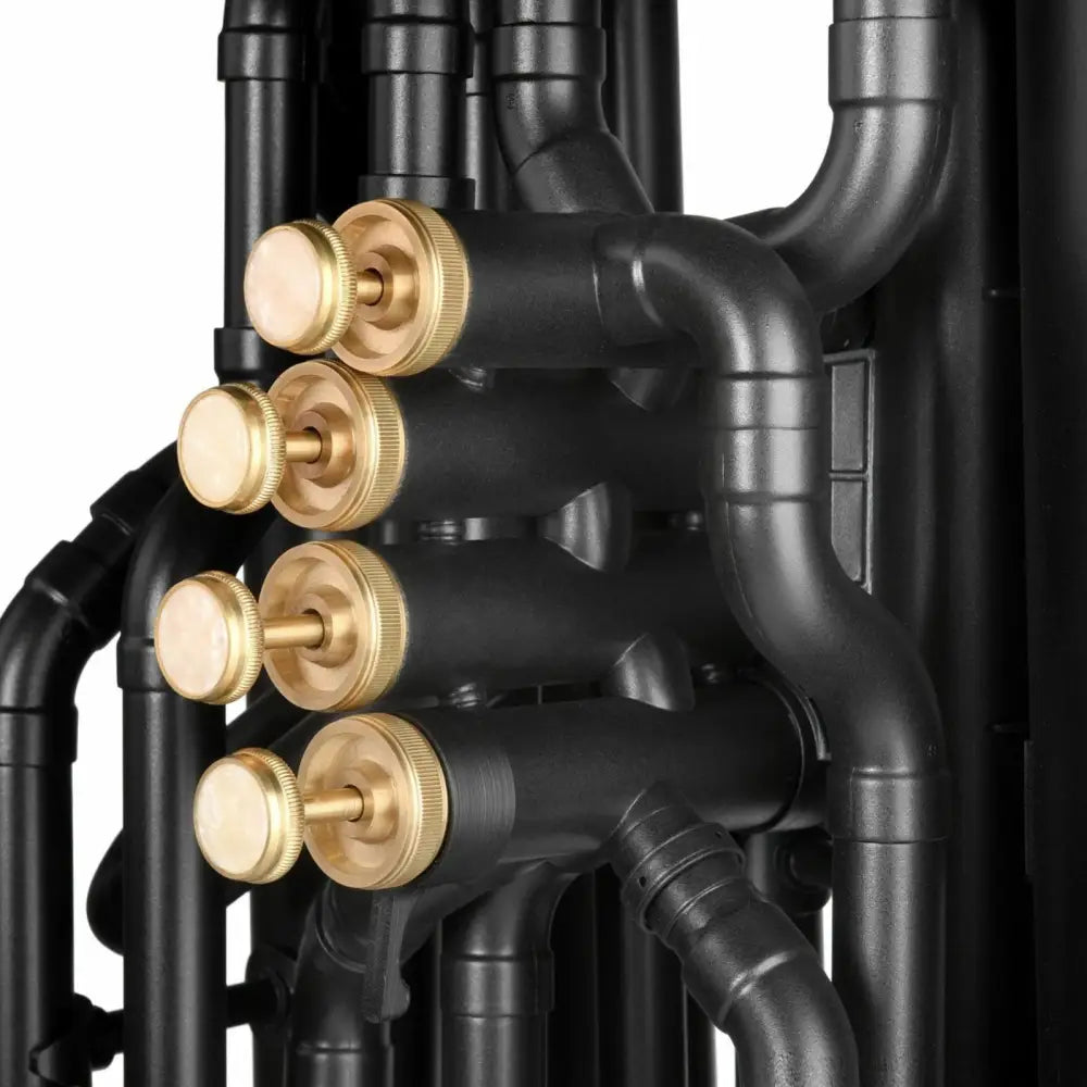 Image of valves and tubing on Axiom Plastic Tuba, a lightweight tuba for student sale Australia