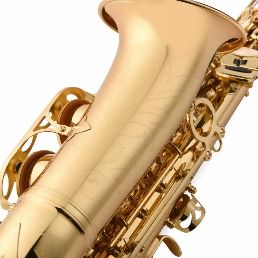 Close-up of a golden alto saxophone for sale Australia, perfect for school band students