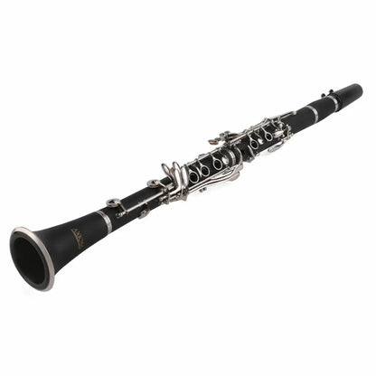 Black clarinet with silver keys from Axiom Prelude Student Clarinet Outfit for sale
