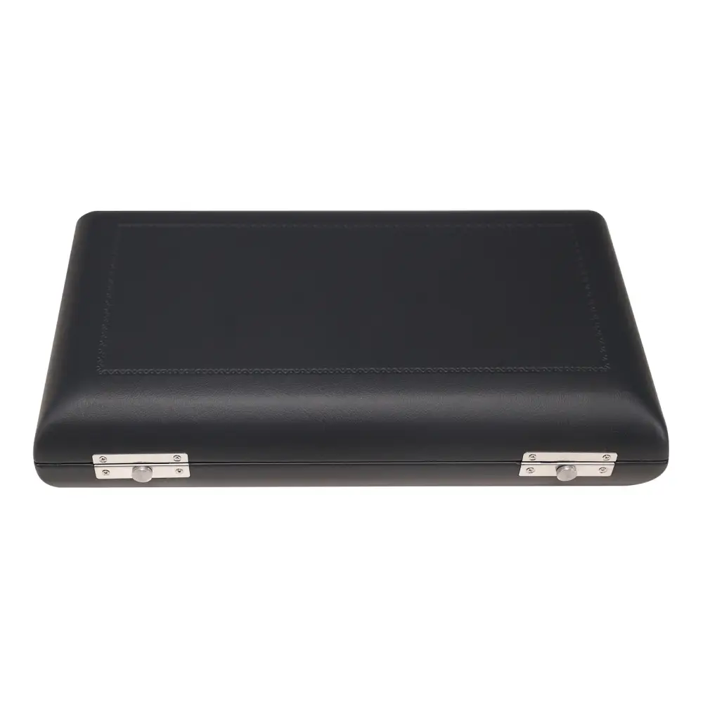 Black leather axiom prelude oboe outfit case with silver toned latches for secure instrument storage