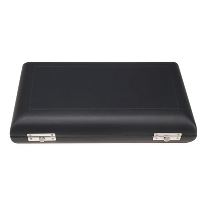 Black leather axiom prelude oboe outfit case with silver toned latches for secure instrument storage