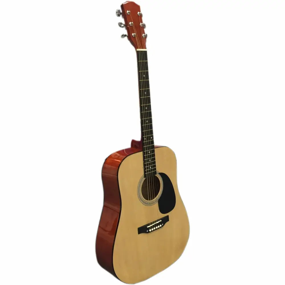 Axiom Steel String Acoustic Guitar with natural top and dark reddish-brown back for steel string beginners