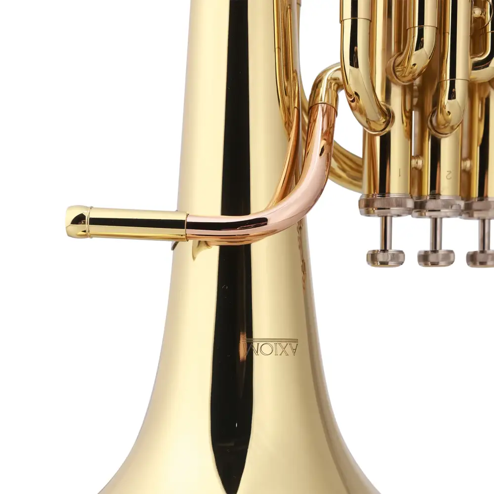 Golden brass axiom student baritone horn bb 3 valve with sleek polished finish and intricate tubing design