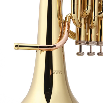 Golden brass axiom student baritone horn bb 3 valve with sleek polished finish and intricate tubing design