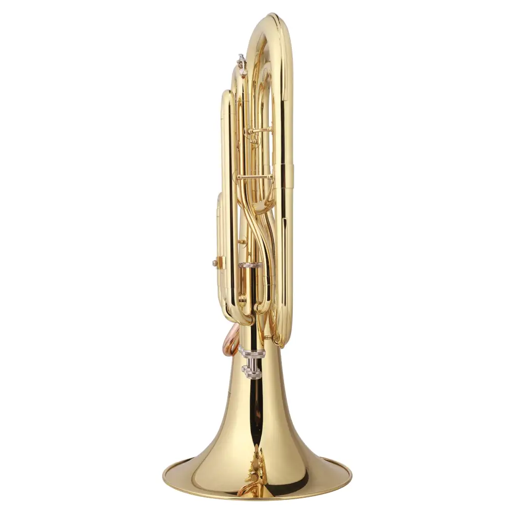 Axiom student baritone horn bb 3 valve with golden brass polished surface and intricate tubing design