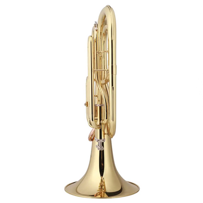 Axiom student baritone horn bb 3 valve with golden brass polished surface and intricate tubing design