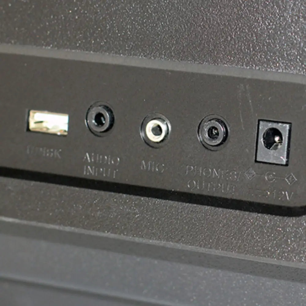 Rear panel of Axiom Student Beginner Keyboard with Touch Response for sale, showing ports