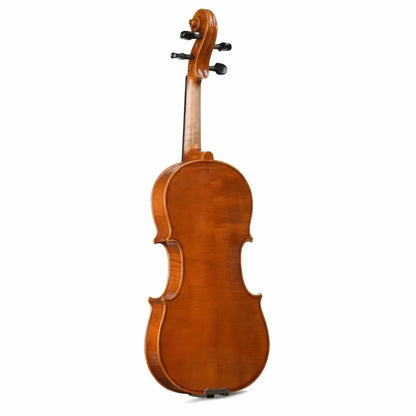 Light brown wooden violin with visible grain from Axiom Symphony Series 4/4 full size violin for sale