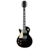 Left handed electric guitar Challenger Black with cream pickup surrounds and gold knobs