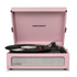 Pink Crosley Voyager Amethyst portable turntable with built-in Bluetooth and vinyl record