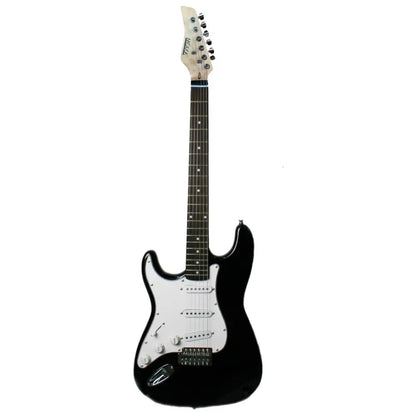 Black and white Enterprise Left Handed Electric Guitar with white pickguard and single-coil pickups