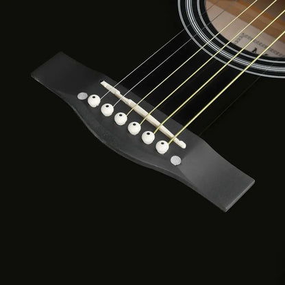 Black left handed guitar bridge with six white pins for Axiom Folkmaster LH Guitar