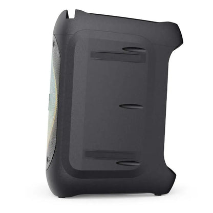 Black PS100 Party Speaker with colorful LED party lights and Bluetooth karaoke fun