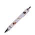 Clear plastic musical instruments ballpoint pen with silver tip and colorful violin trumpet and piano key illustrations