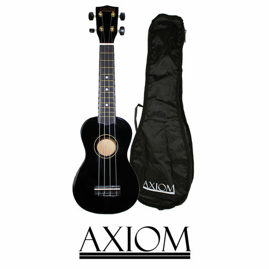 Axiom Spectrum Soprano Beginner Ukulele - Black with Bag
