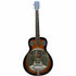 The Axiom Drifter Resonator Guitar by Axiom Music features a sunburst finish, spider cone metal resonator, and two circular sound holes on the body.