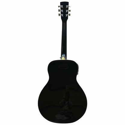 The Axiom Drifter Resonator Guitar by Axiom Music features a sunburst finish, spider cone metal resonator, and two circular sound holes on the body.