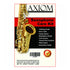 The Axiom Saxophone Cleaning Kit by Axiom Music features a saxophone image and lists accessories for optimal care, including swab, cloth, brushes, grease, cushions, reed guard, and an instruction guide.